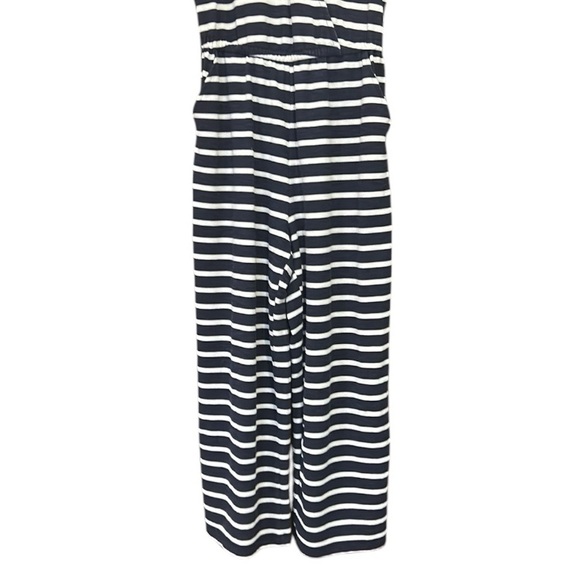 Old Navy Cropped Wide Leg Sleeveless Navy Striped Knit Jumpsuit Medium Tall - Picture 9 of 14